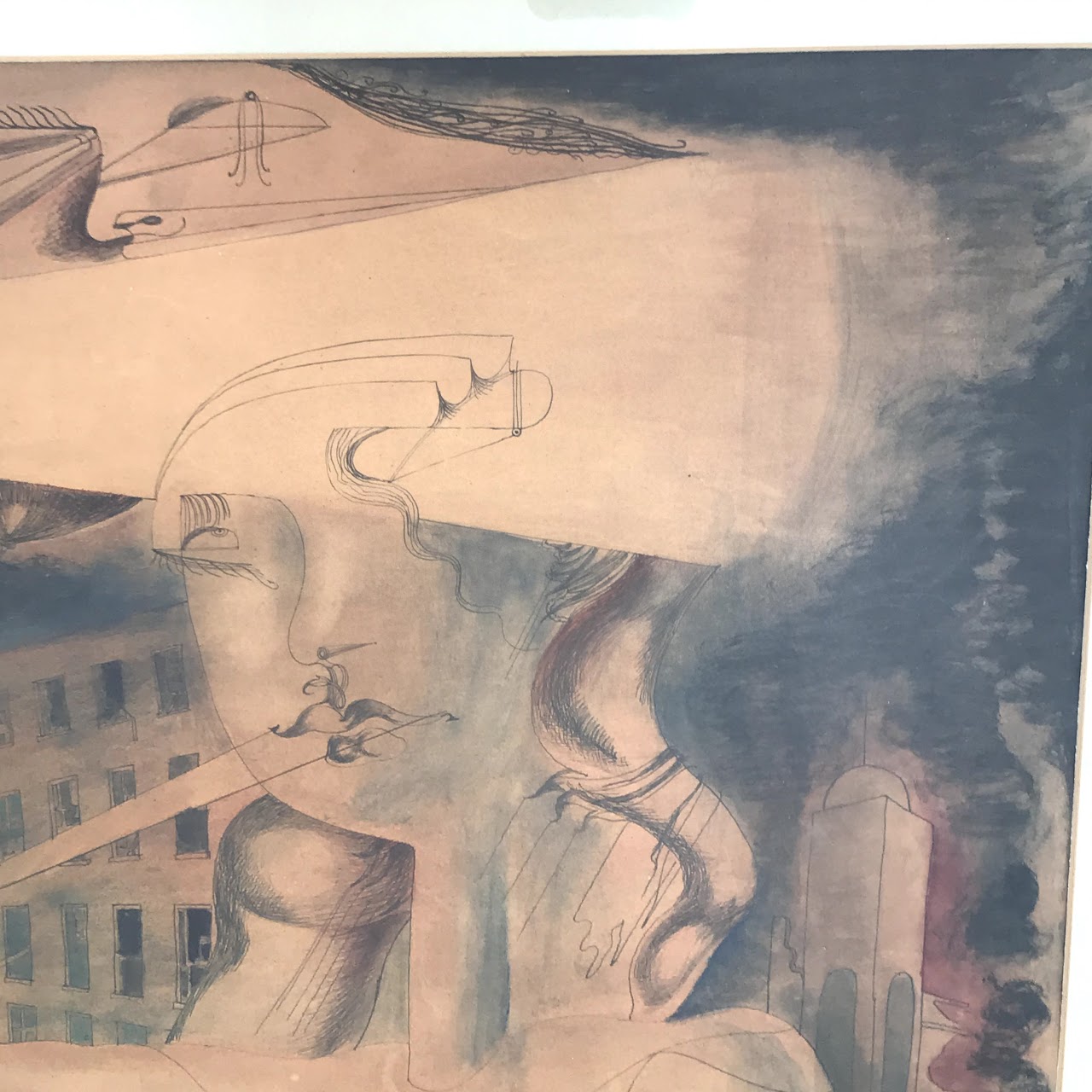 Leslie Hurry Signed Surrealist Watercolor & Ink Painting