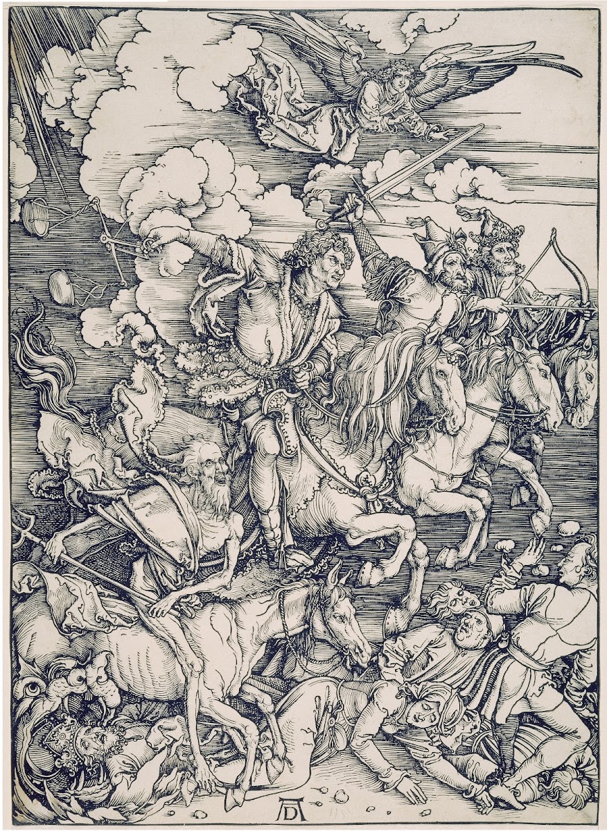 Die apokalyptischen Reiter aus der Folge der Apokalypse Einzeldruck vor dem Text