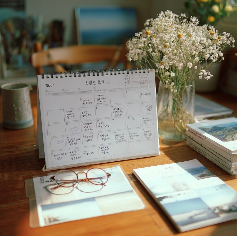 5월 달력을 보며 세금 신고를 준비하는 모습