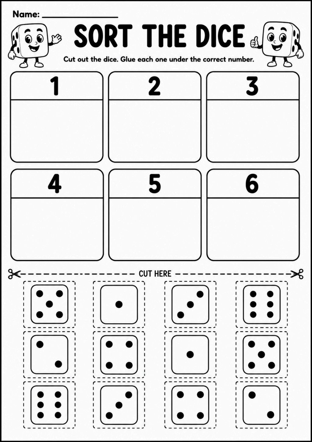 Sort the Dice Counting Activity
