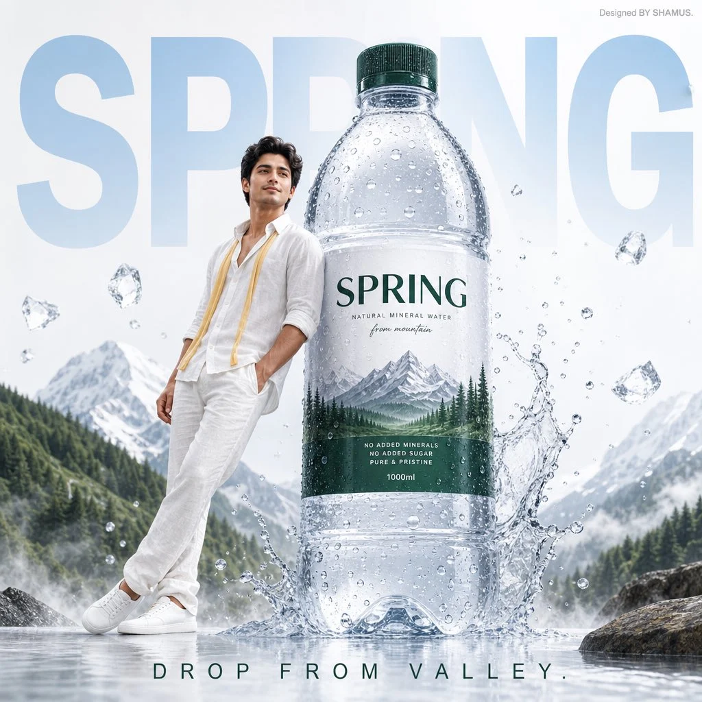 Un anuncio de agua mineral premium