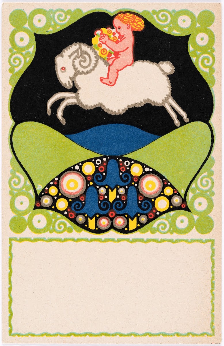 Nr 790 Auf einem Widder reitender Putto 1912
