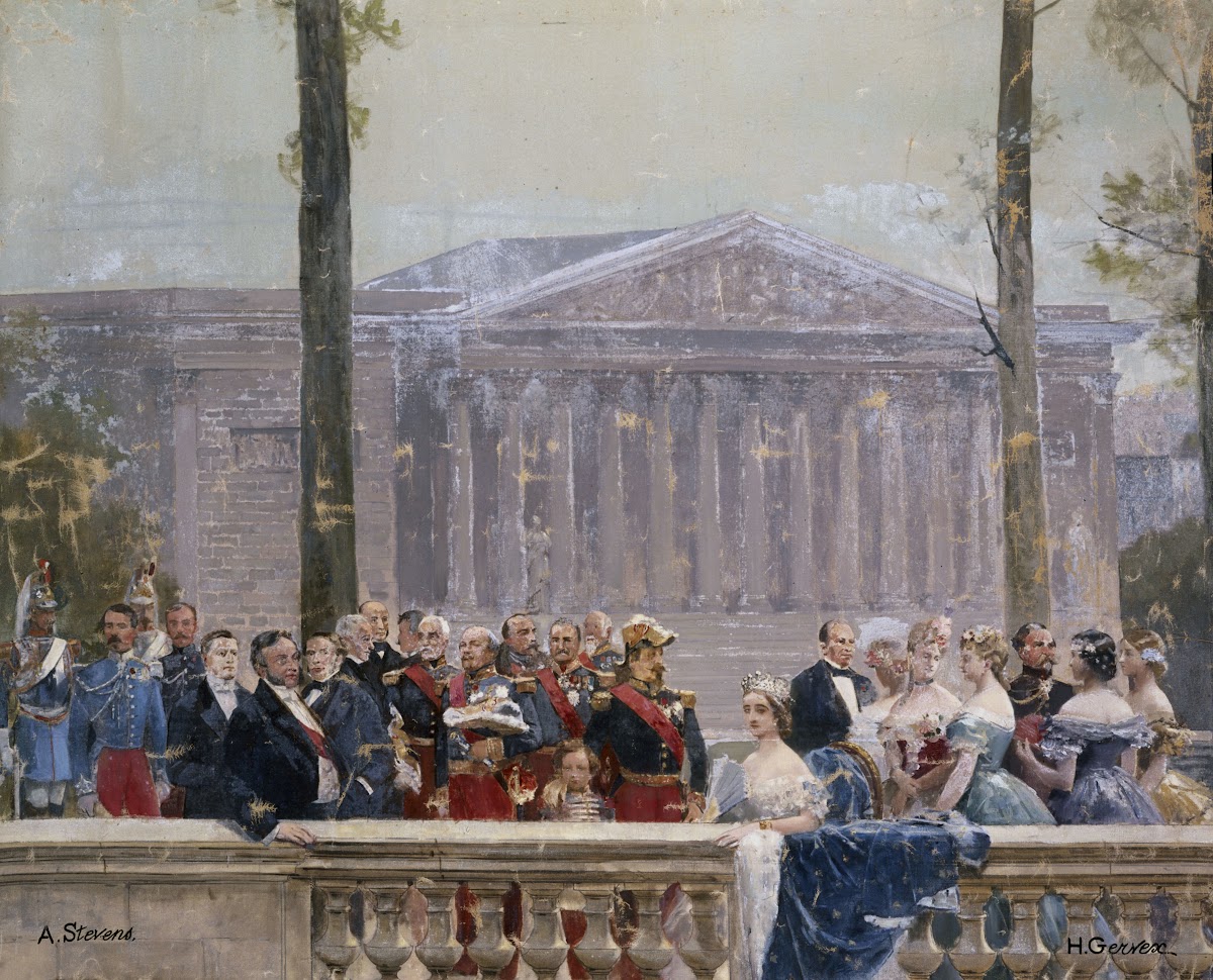 la famille impériale entourée de nombreuses personnalités du Second Empire devan