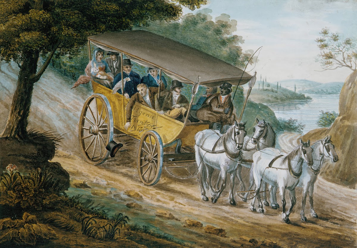 Travel by Stagecoach Near Trenton New Jersey 1811ca 1813