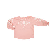 Рубашка вышиванка для девочки Цветочная р116 powder pink