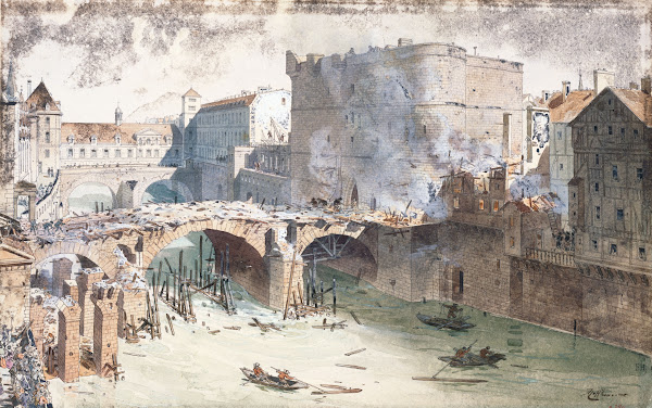 Le Petit Pont et le Petit Châtelet après lincendie du 27 avril 1718 actuellement