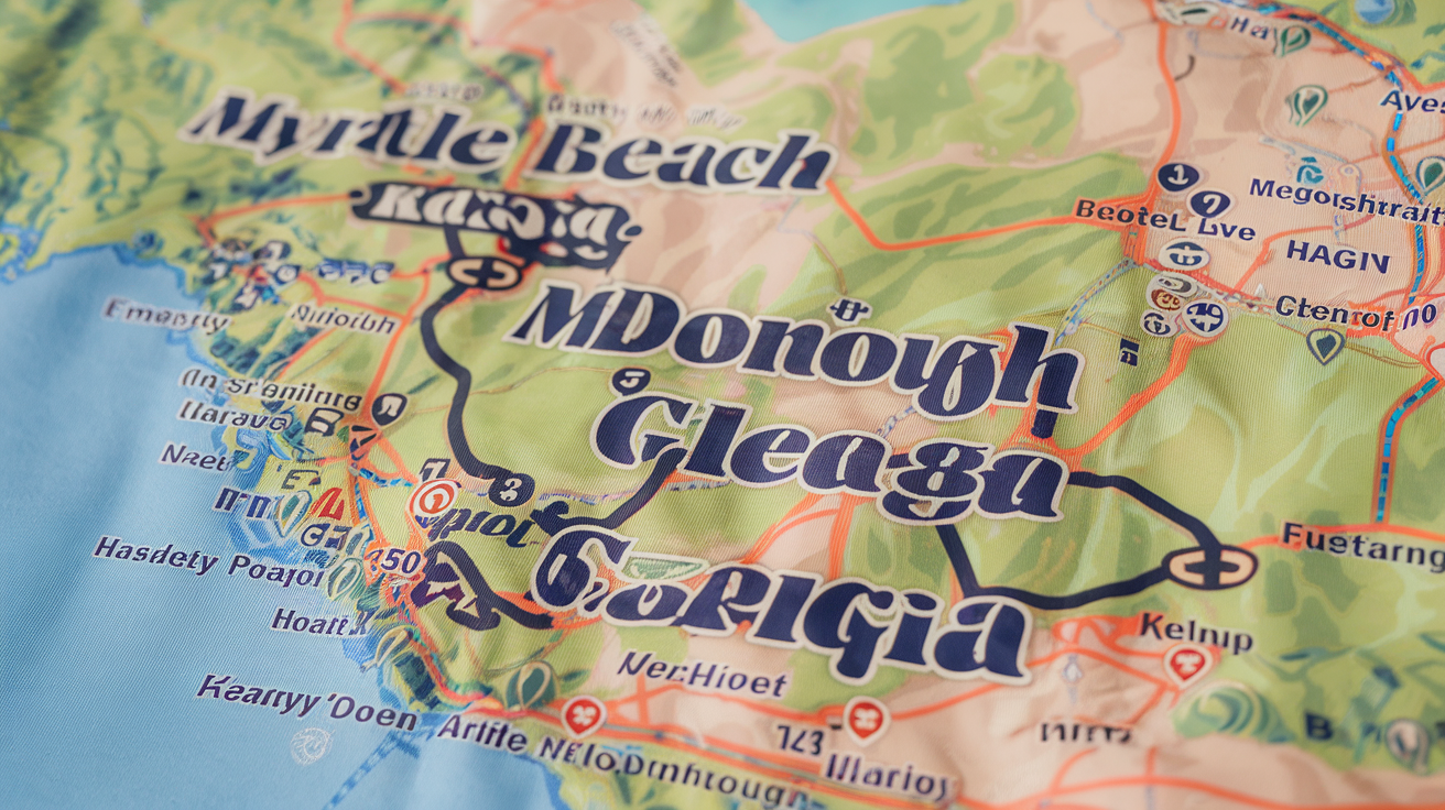 Distance from Myrtle Beach, SC to McDonough, GA