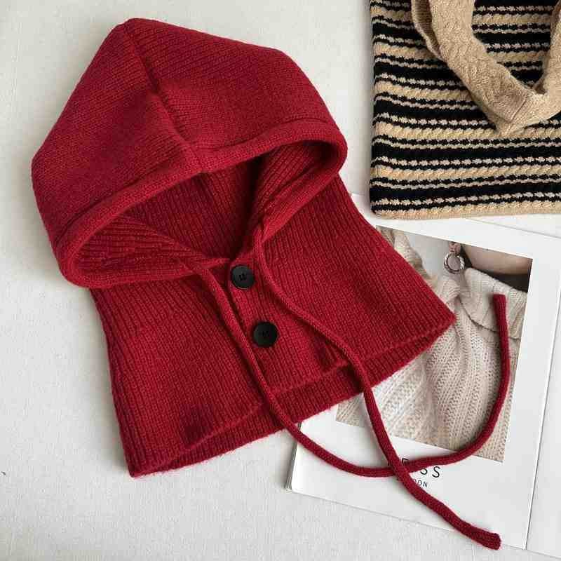 Strickmütze mit Schal, einfarbig, warm, 2-in-1 Set