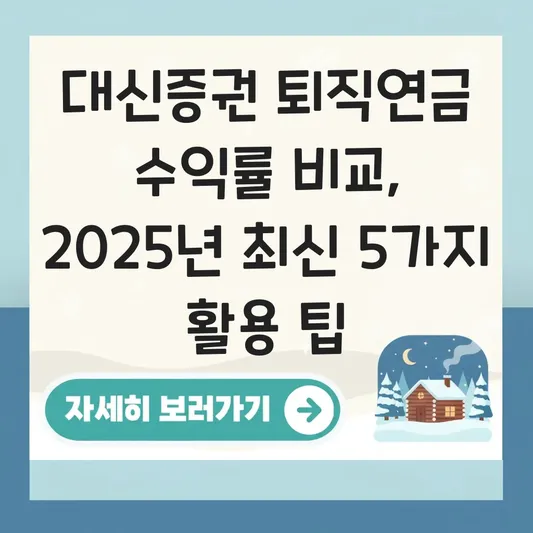 대신증권 퇴직연금 수익률 비교 사이트 활용 하는 법 대표 이미지