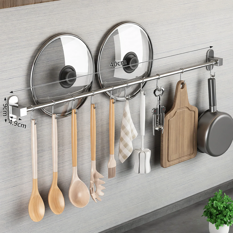 Stainless steel wall hooks for the kitchen, without drilling