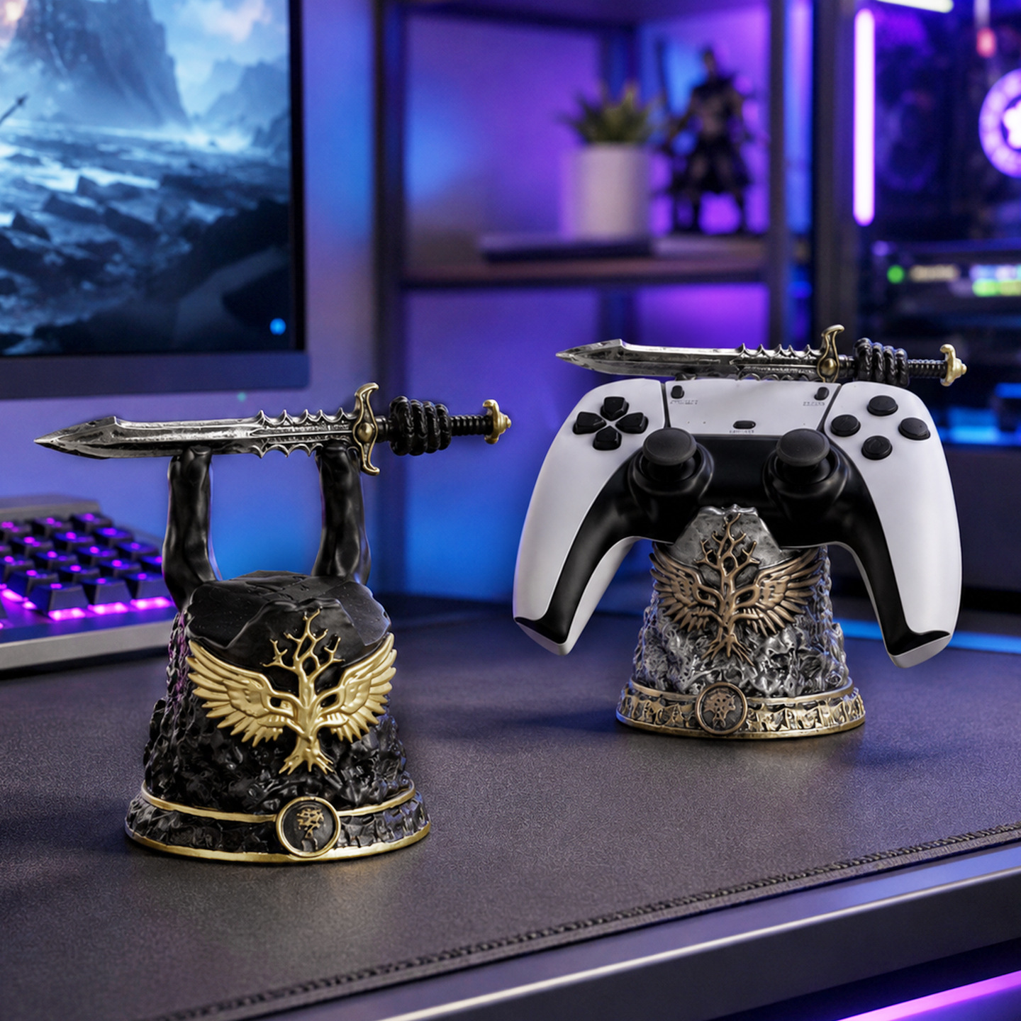 Gaming controller stand, hand-painted resin figure
