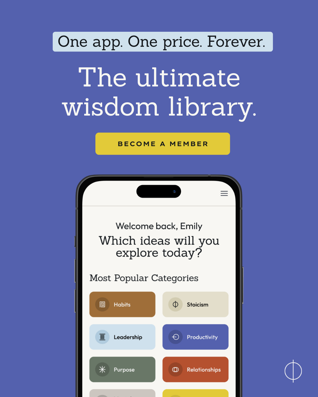 Become the wisest person in the room. Join Philosopher's Notes. Greek statue wearing headphones holding a phone.