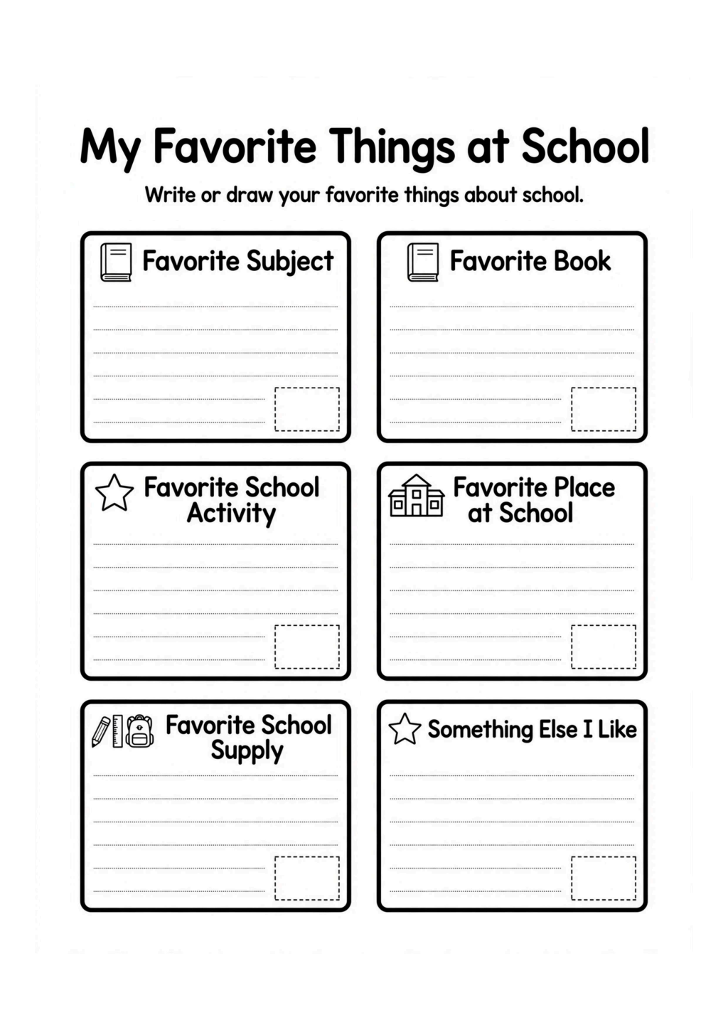 My Favorite Things at School Worksheet