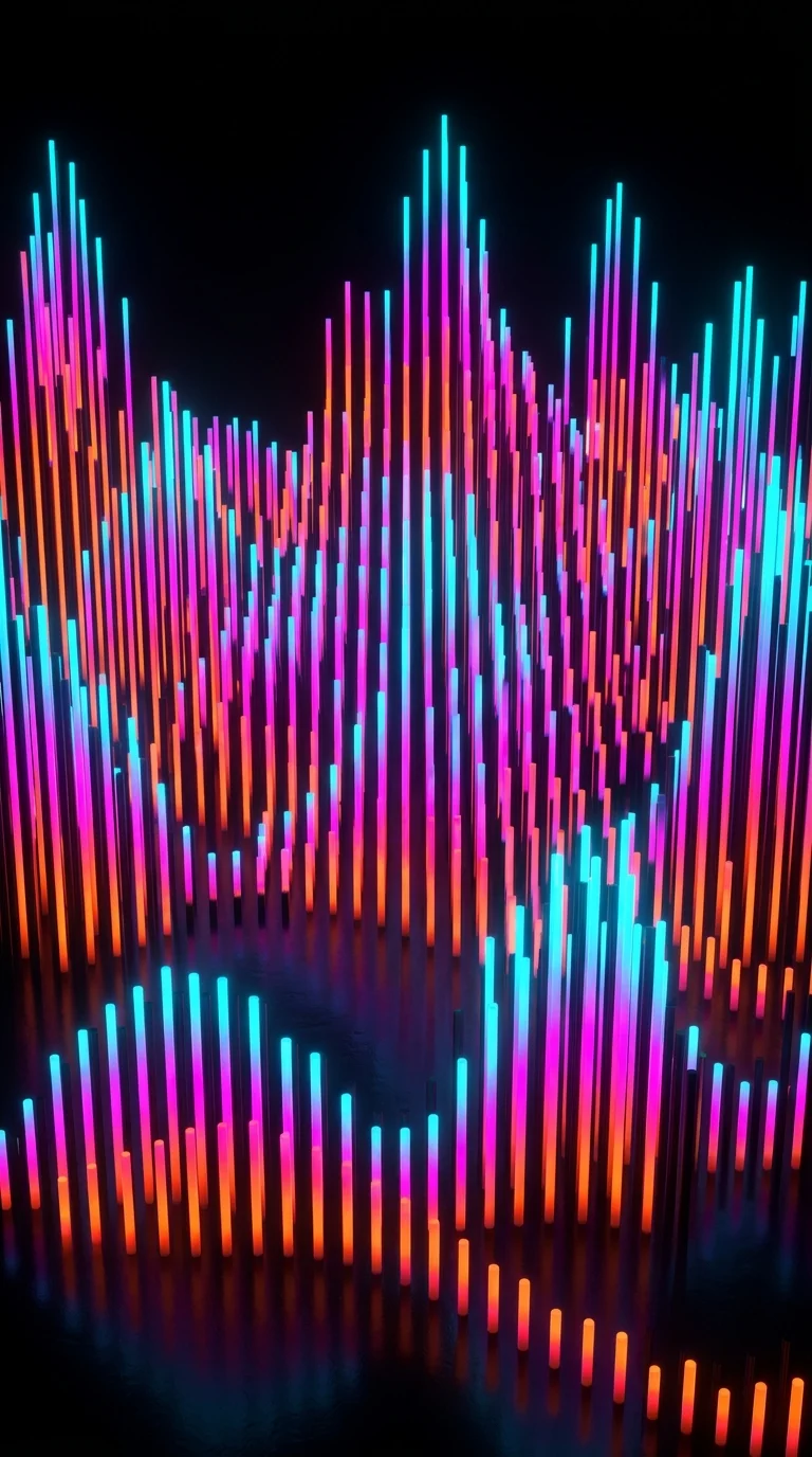 Rhythmic Neon Equalizer Bars with Vibrant Color Gradients - Free 4K mobile Wallpaper