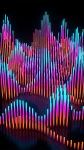 Rhythmic Neon Equalizer Bars with Vibrant Color Gradients