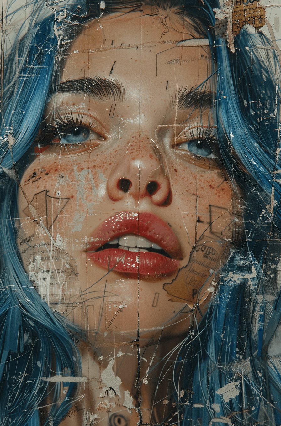 Mujer con cabello azul en