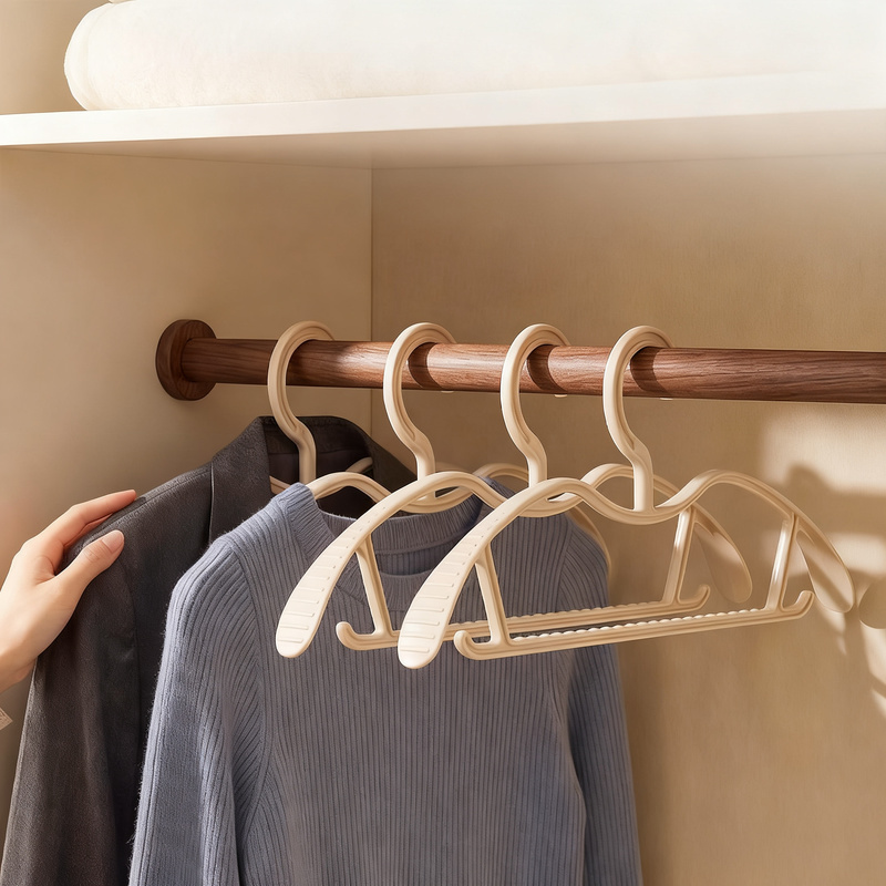 Plastic hanger with short neck, non-slip