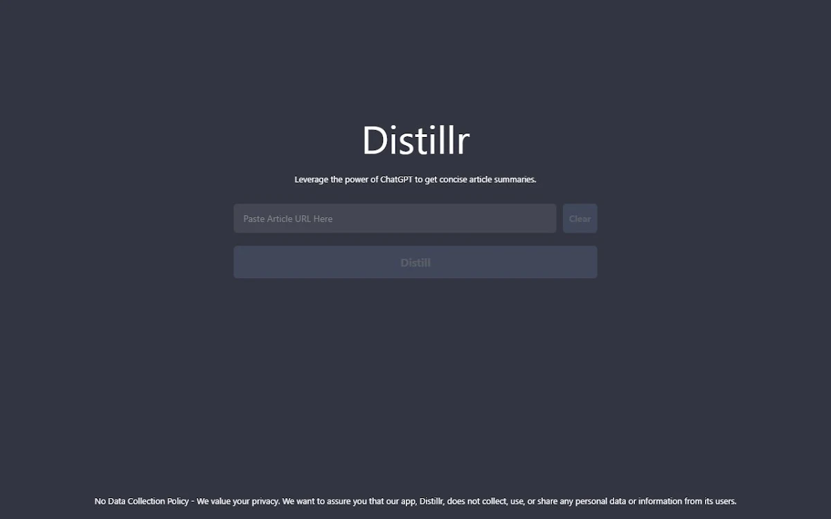 Captura de Distillr