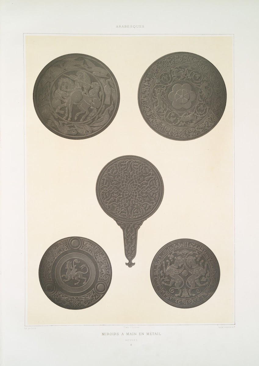 Arabesques miroirs a main en métail revers 1877