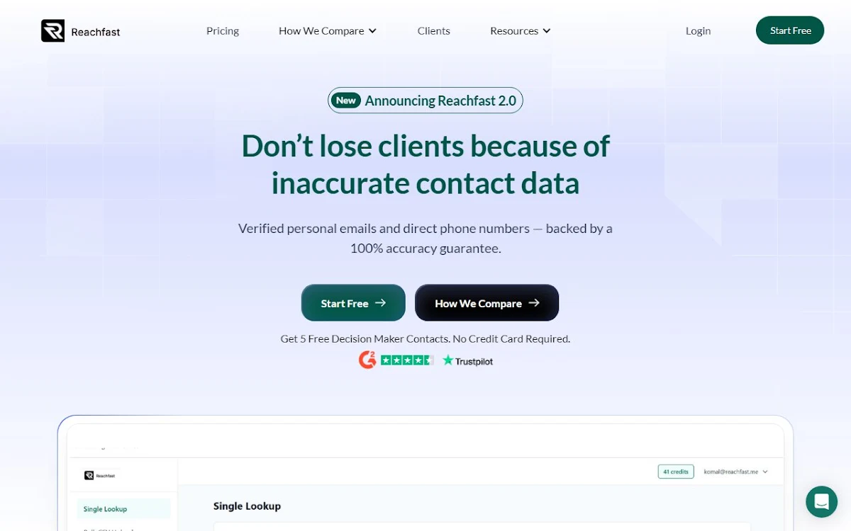 Captura de Reachfast.ai