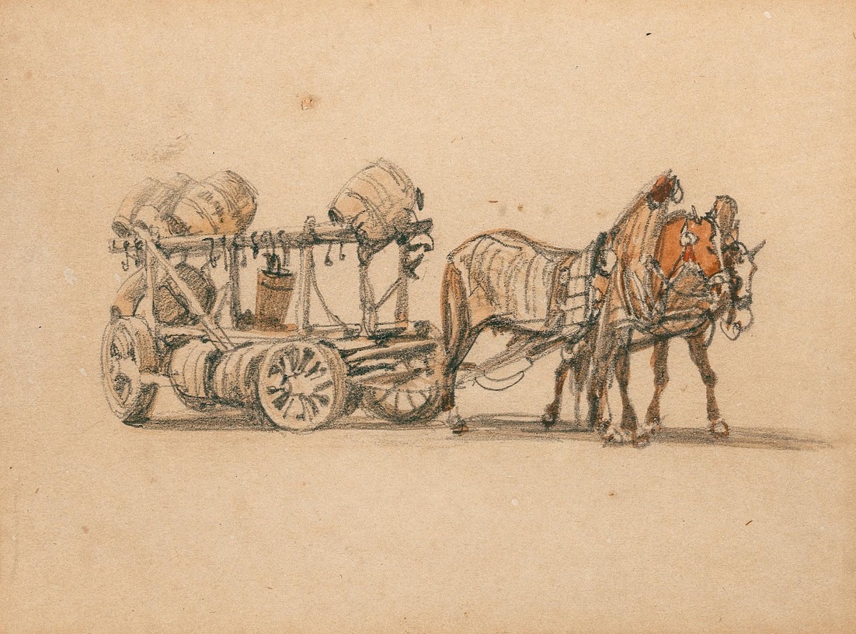 A cart with beer barrels
