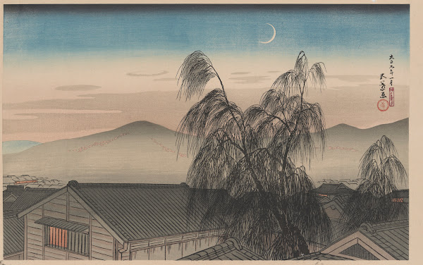 Evening moon at Kobe 1920
