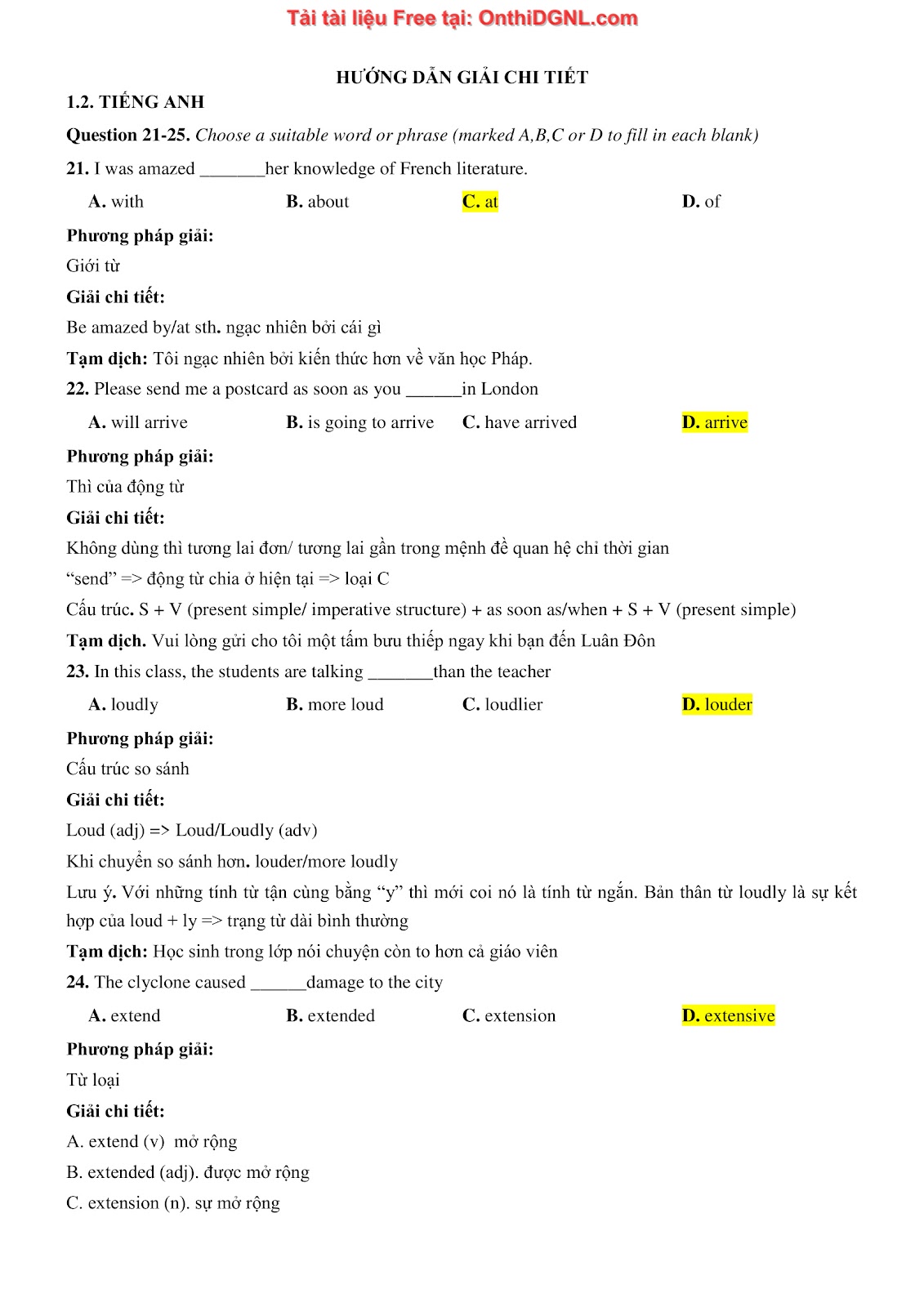 800 bài tập môn Tiếng Anh - Ôn thi ĐGNL ĐHQG TP HCM Phần 38