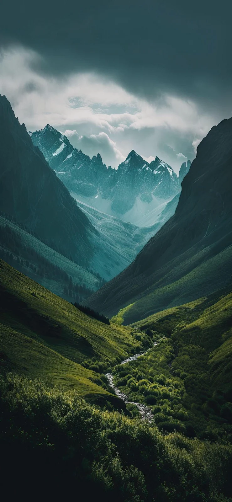 Green Mountain Valley Stream - Nature Photography Full HD iPhone Wallpaper (1284x2778)