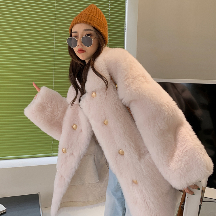 Faux Sheepskin Coat, Mid-Length, Women
