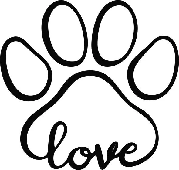 'Love' Paw Print Free SVG for Laser Cutting and Engraving