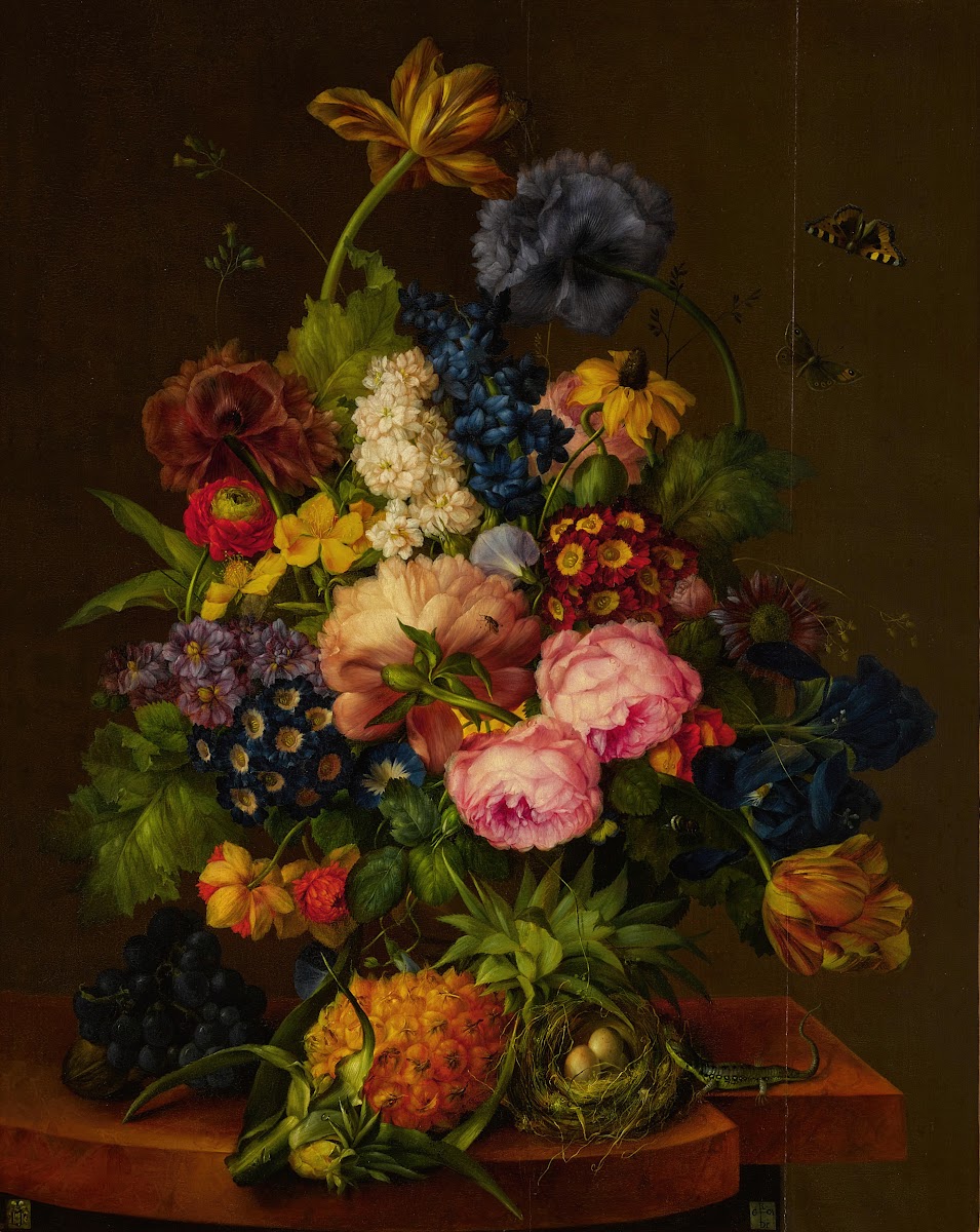 Flowers and Pineapple on an Entablature