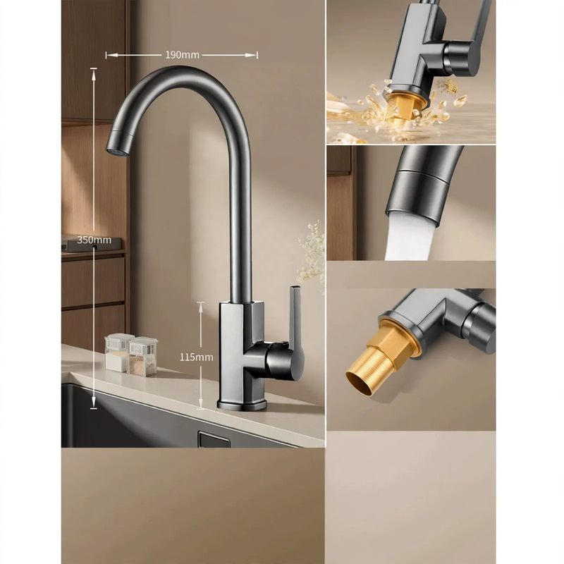 Küchenarmatur mit Spritzschutz, drehbar, Modell S-10804