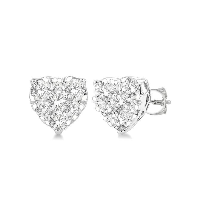 Heart Shape Lovebright Essential Diamond Stud Earrings 99415DHFGERWG