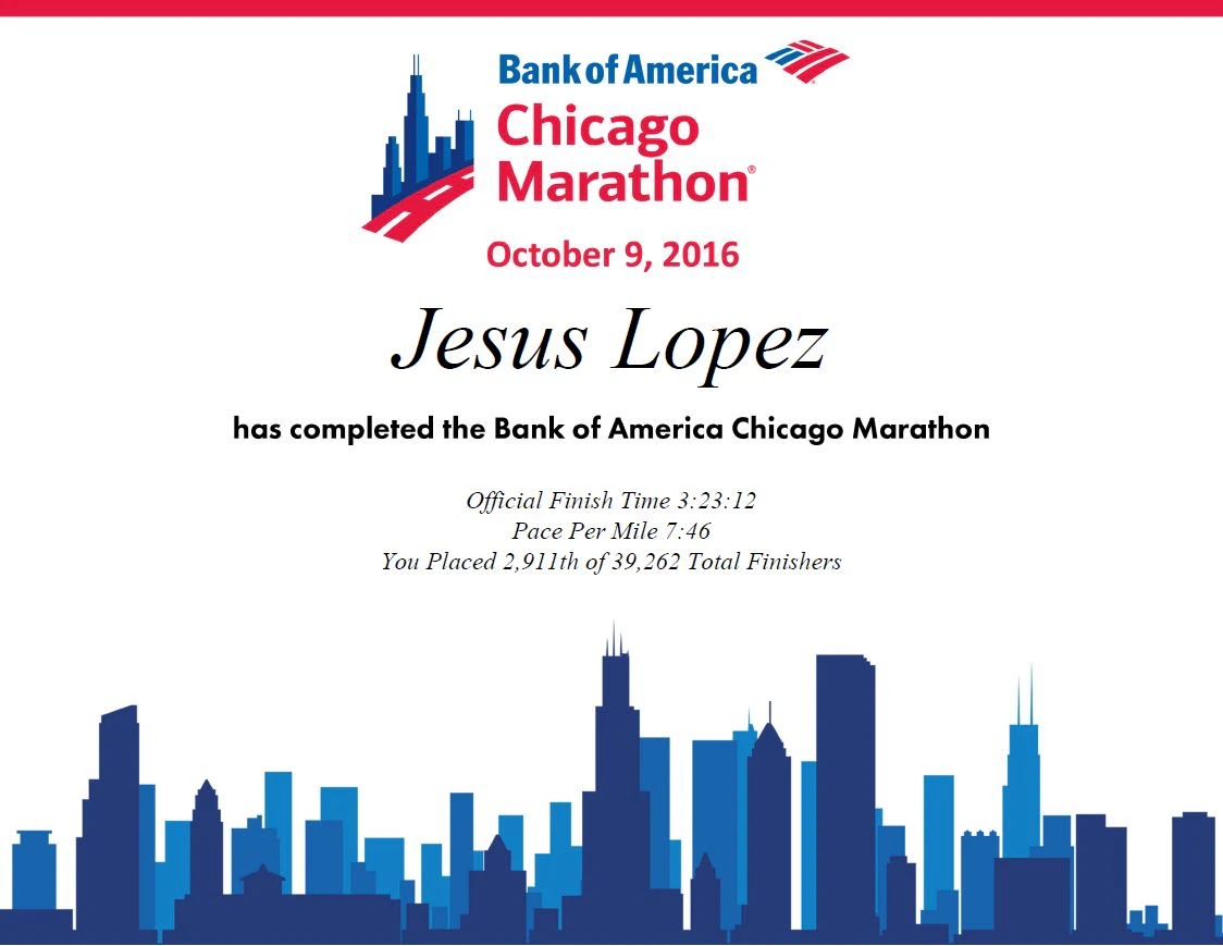 Diploma de CHICAGO MARATHON