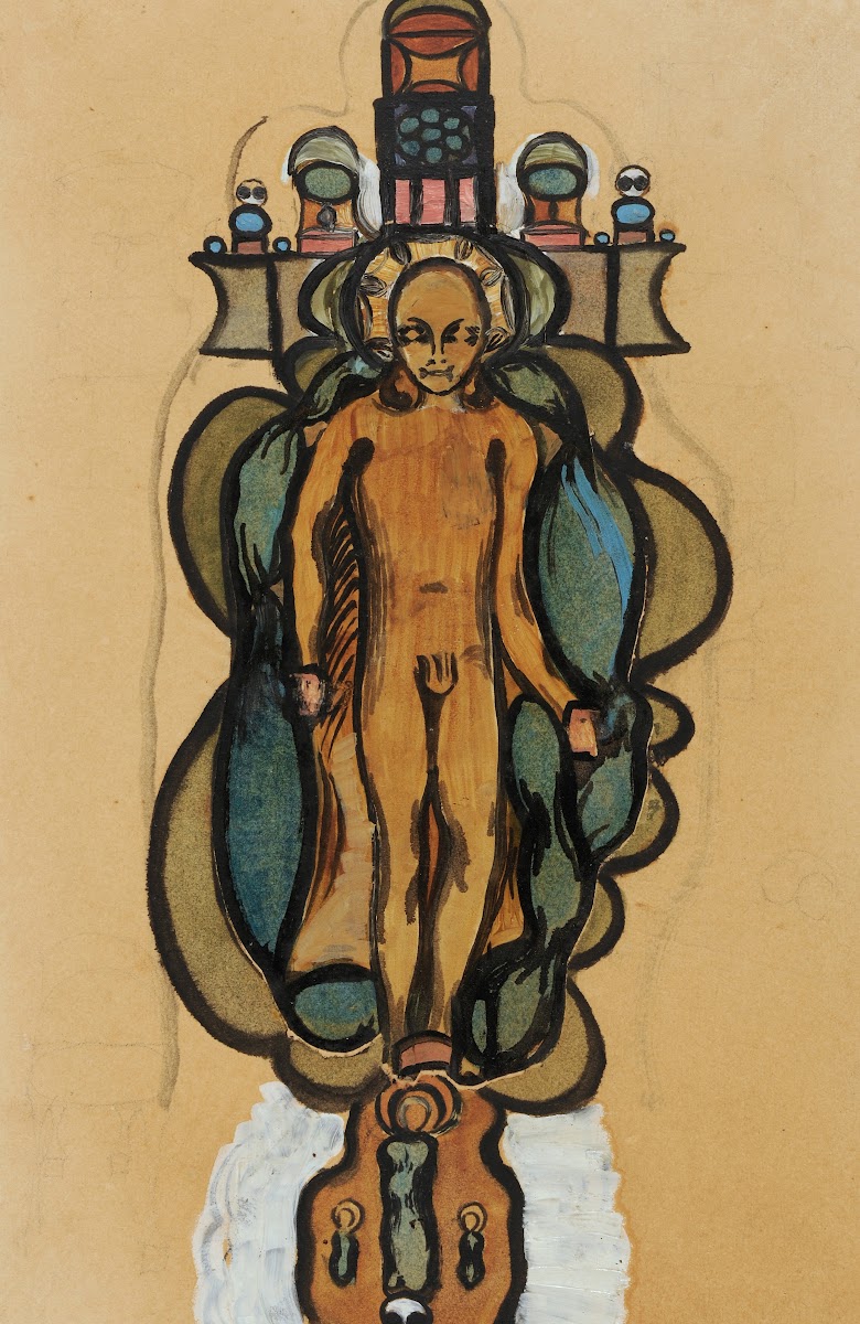 Nackter Knabe Mit Heiligenschein Im Umriss Eines GeschmüCkten Kreuzes 1913 15