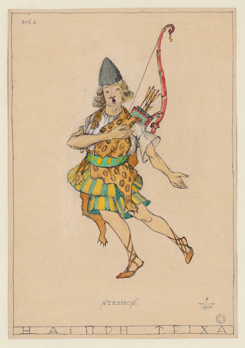 Le Cheveu blanc  maquette de costume  Stephos archer 1910s