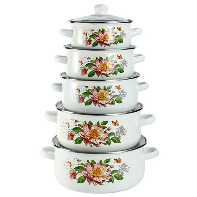 Enamel pot with glass lid, 2.1–3 L