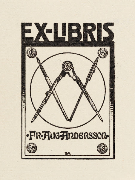 Bookplate of Fr Aug Andersson 1906