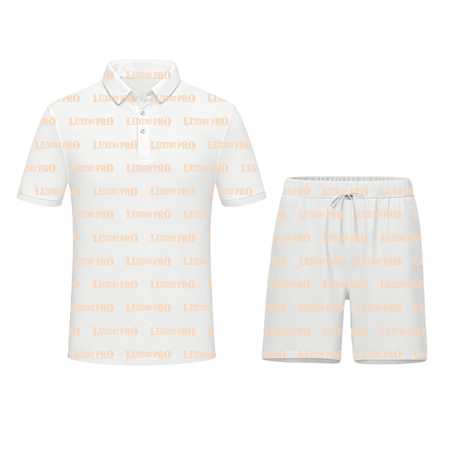 AOP Button polo shirt with beach shorts set