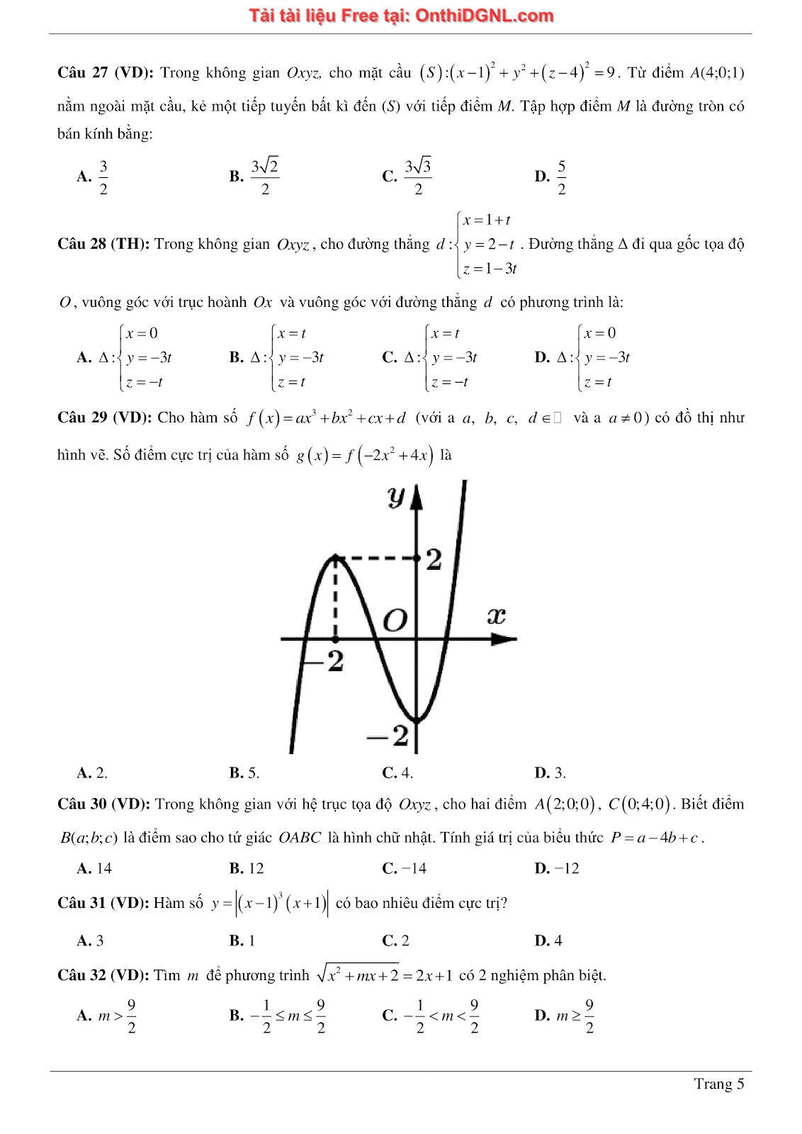 1300 bài tập môn Toán - Ôn thi ĐGNL ĐHQG Hà Nội Phần 7