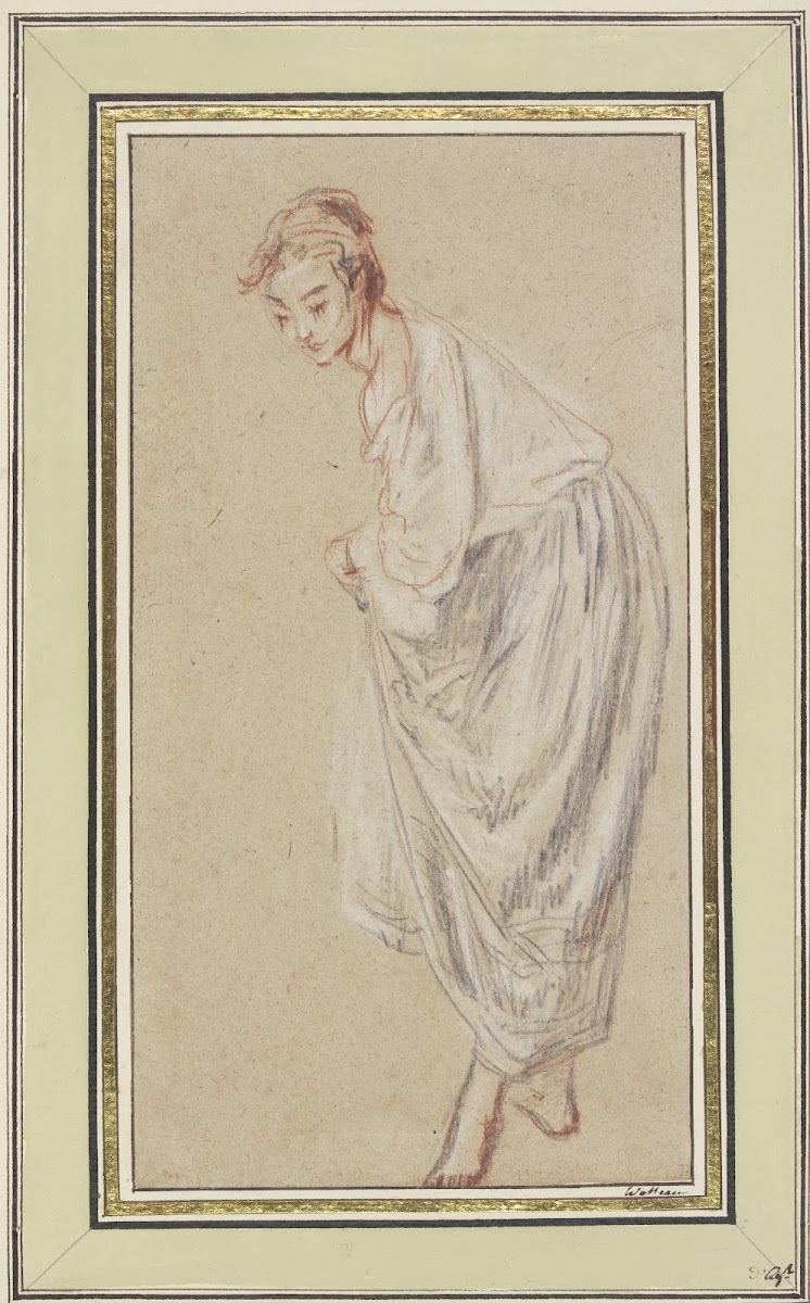 Standing Girl barefoot lifting her skirt ca 1715 1717
