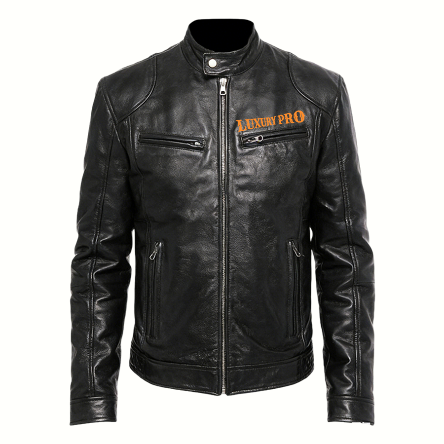 2D Double-Zip Biker Leather Jacket