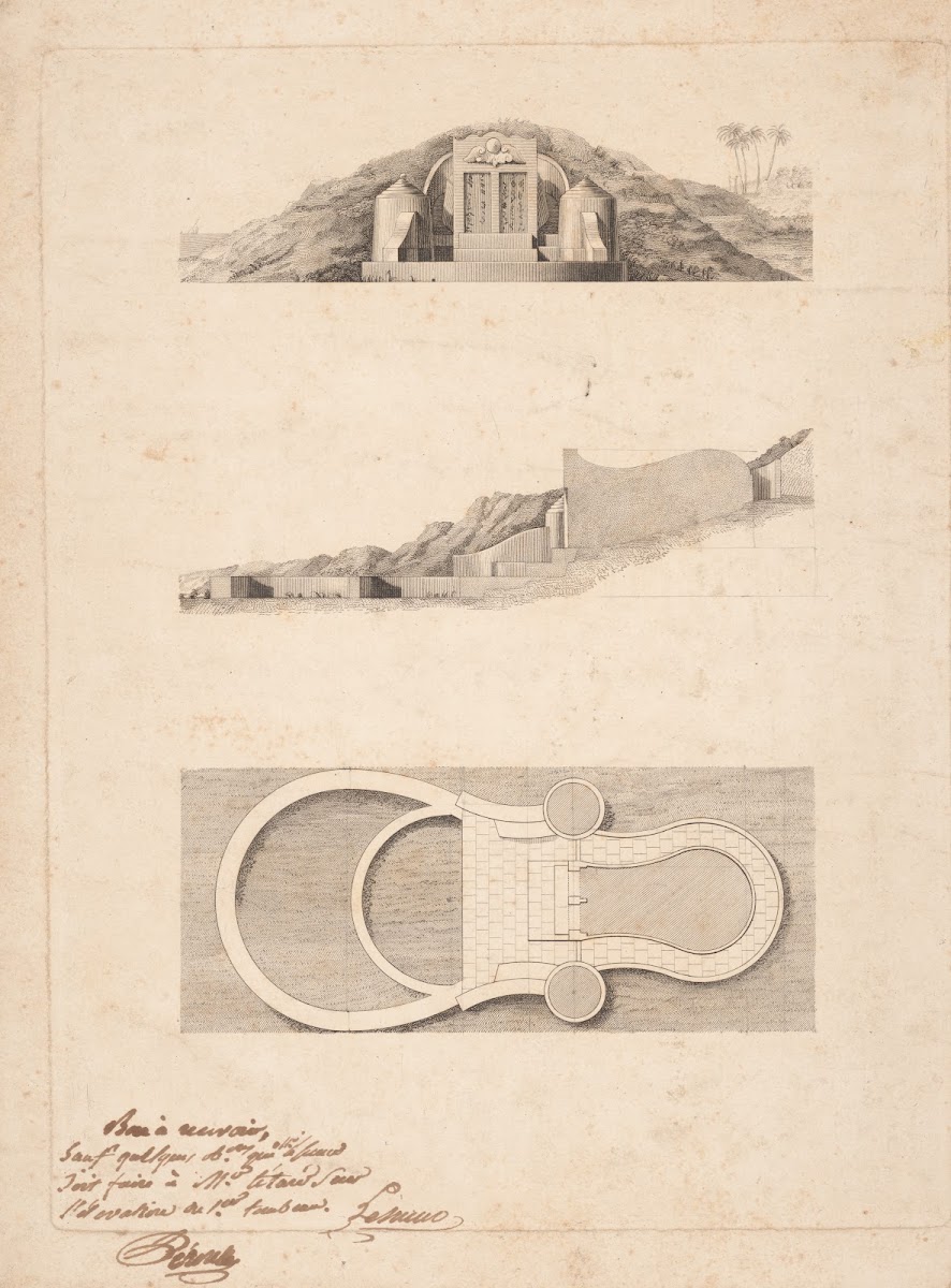 Egyptian ediface built into a hill 1809 1849