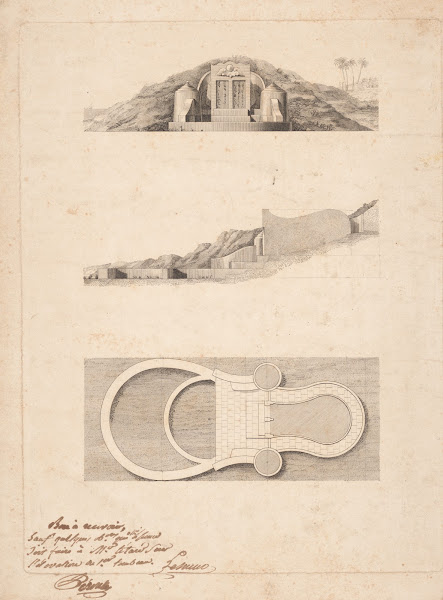 Egyptian ediface built into a hill 1809 1849