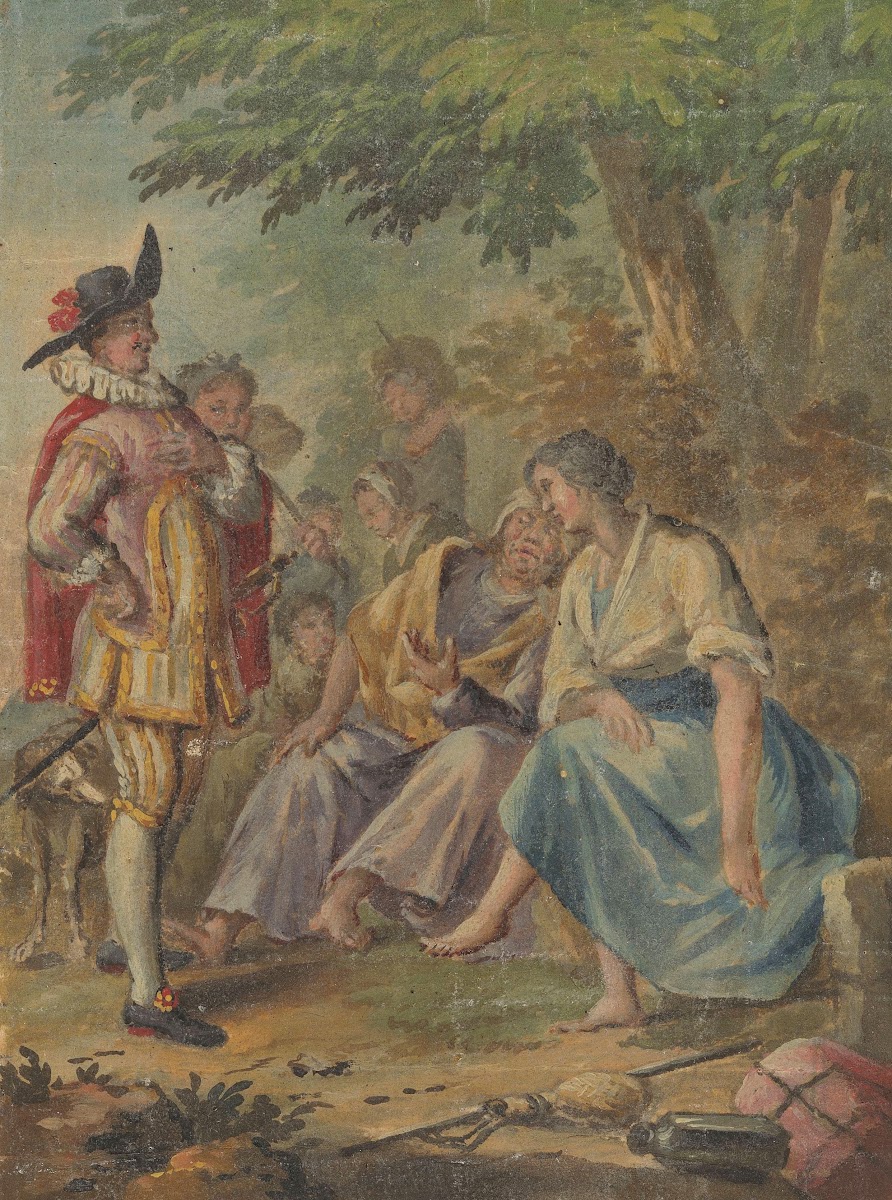 Ontwerp voor een behangselschildering of schilderij met het Spaanse Heidin Preci