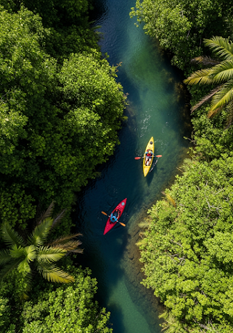Kayaking Overhead Jungle River