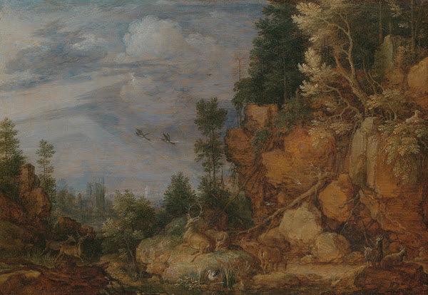Rocky Landscape with Deer and Goats 1620