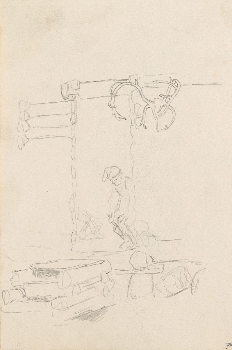 Stueinteriør med mannsfigur 1873
