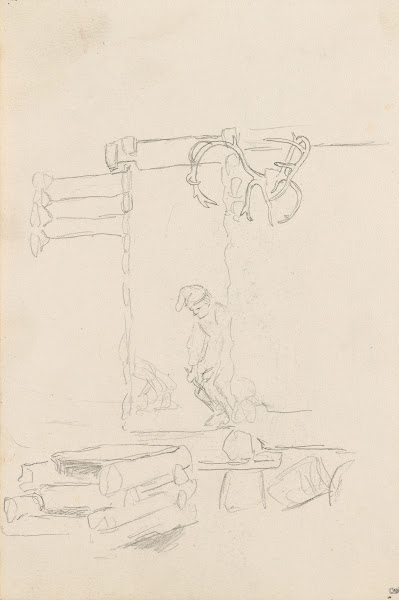 Stueinteriør med mannsfigur 1873