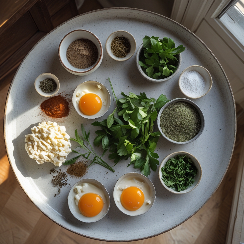 Ingredients for Baked Feta Eggs Recipe – Easy & Flavorful Breakfast Delight